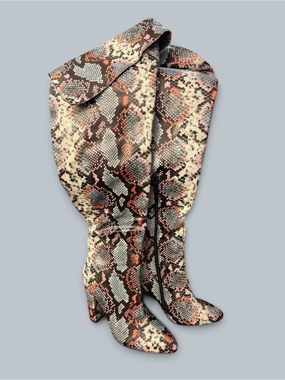 Sophia Taylor Multicolor Snakeskin Thigh High Boots Size 9 NWOB